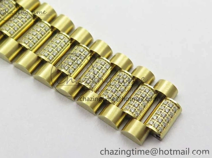 0503 Day-Date 36mm 128235 YG Crystal BP Best Edition Gray MOP Crystal Marker Dial on YG President Bracelet A MultiPurpose 2675